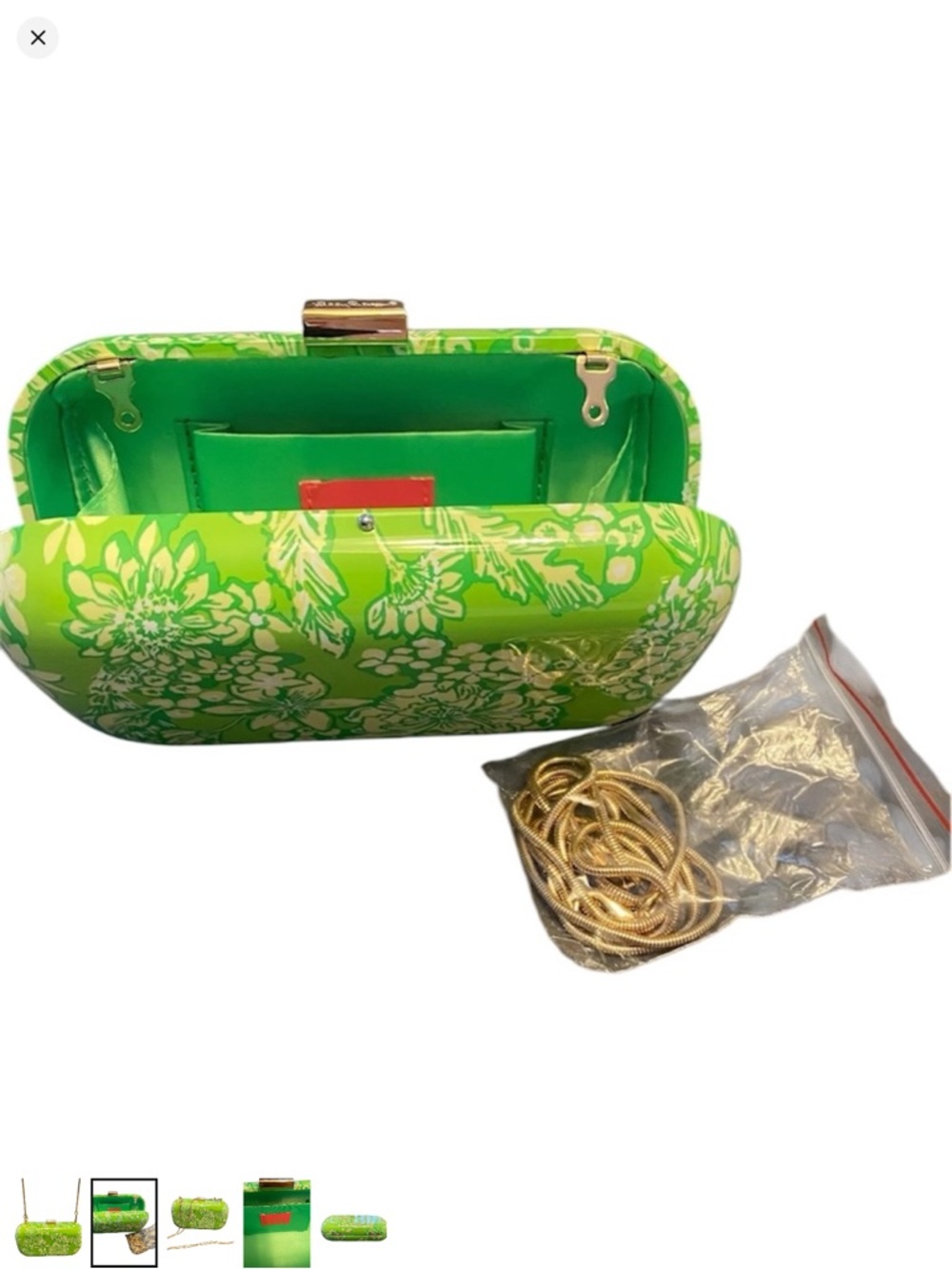 NEW Lilly Pulitzer GWO Hardshell Clutch Limeade It’s A Spring Thing Purse